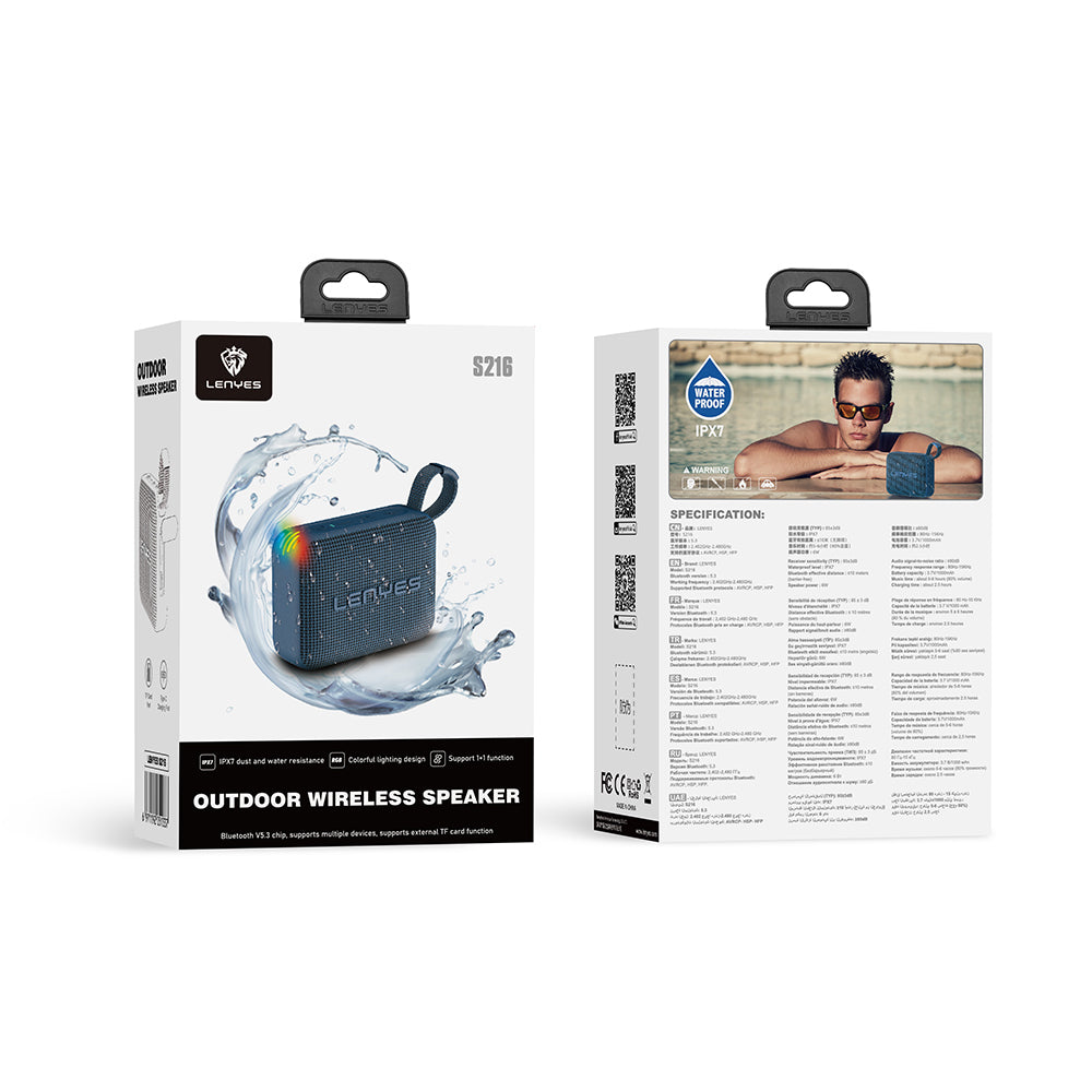 Lenyes S216 Su Geçirmez Özellikli RGB Işıklı Askılı Mini Bluetooth Speaker Hoparlör v5.3 Lenyes S216 Su Geçirmez Özellikli RGB Işıklı Askılı Mini Bluetooth Speaker Hoparlör v5.3